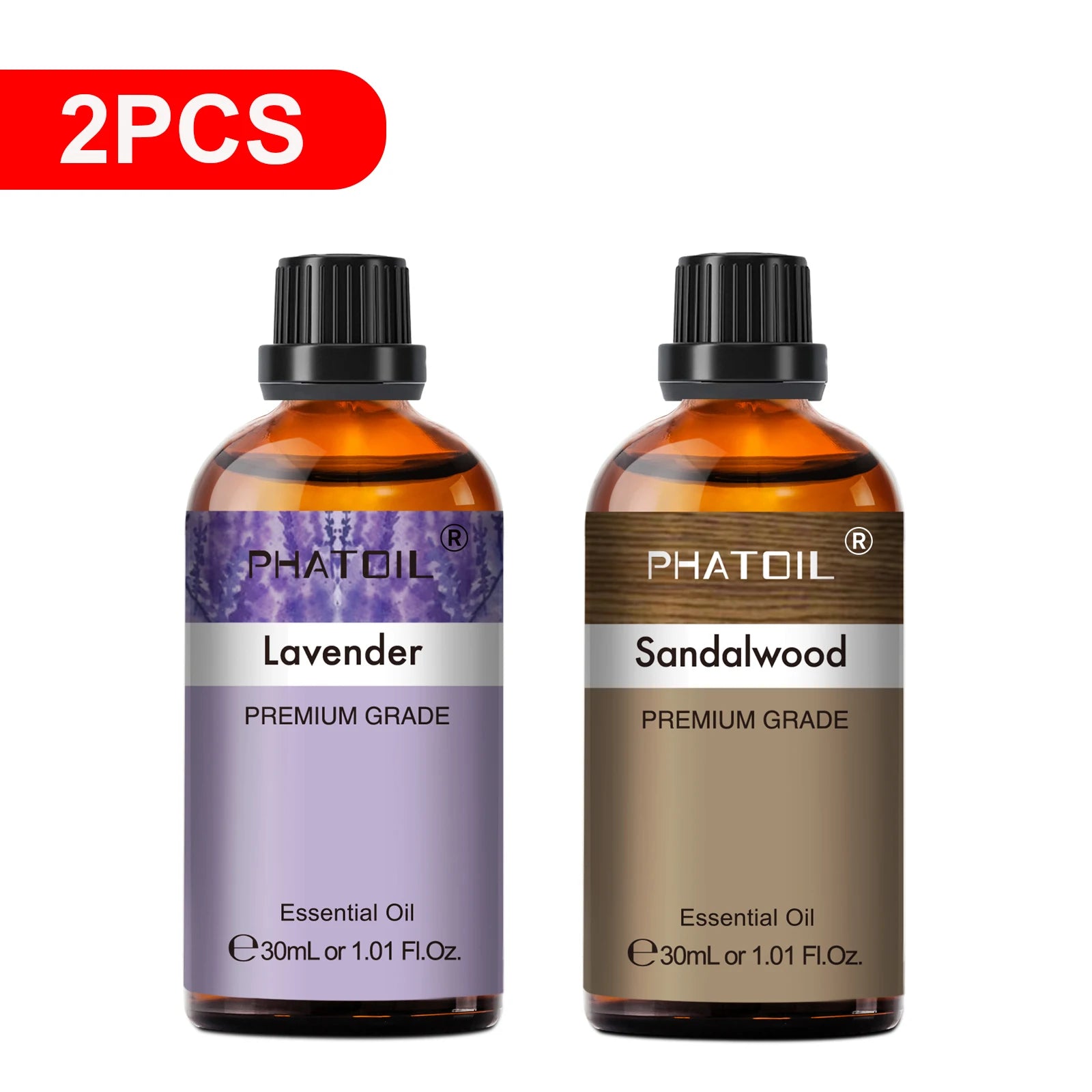 PHATOIL Essentiële Oliën Set 30ml – Lavendel, Citroen, Eucalyptus, Sandelhout & Bergamot voor Diffuser & DIY