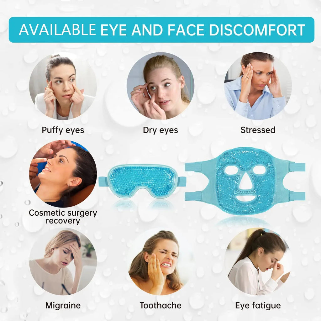 Gel Koelmasker voor Gezicht & Ogen — Warm & Koud Kompres voor Ontspanning & Verzorging