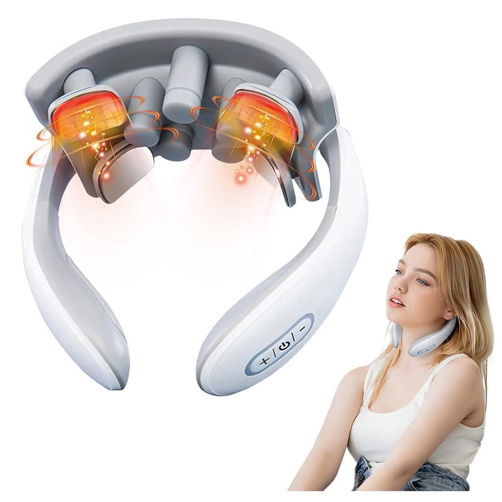 Vibration Neck Masssger Rechargeable Low Frequency Pulse Cervical Massager Smart Electric Neck Massager Red Light Massage Kenza Beauty Lab