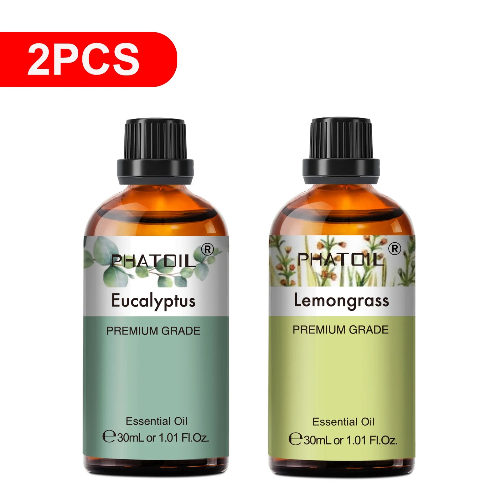PHATOIL Essentiële Oliën Set 30ml – Lavendel, Citroen, Eucalyptus, Sandelhout & Bergamot voor Diffuser & DIY
