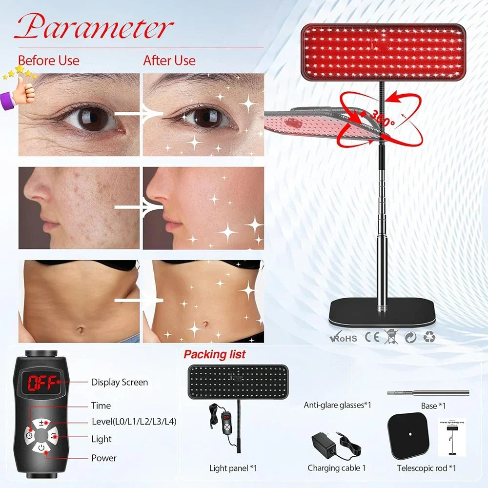660nm & 850nm LED Roodlichttherapie Lamp – Huid & Spierherstel
