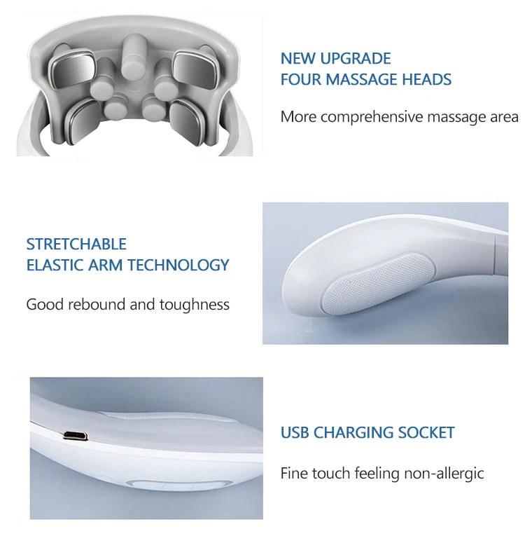 Vibration Neck Masssger Rechargeable Low Frequency Pulse Cervical Massager Smart Electric Neck Massager Red Light Massage Kenza Beauty Lab
