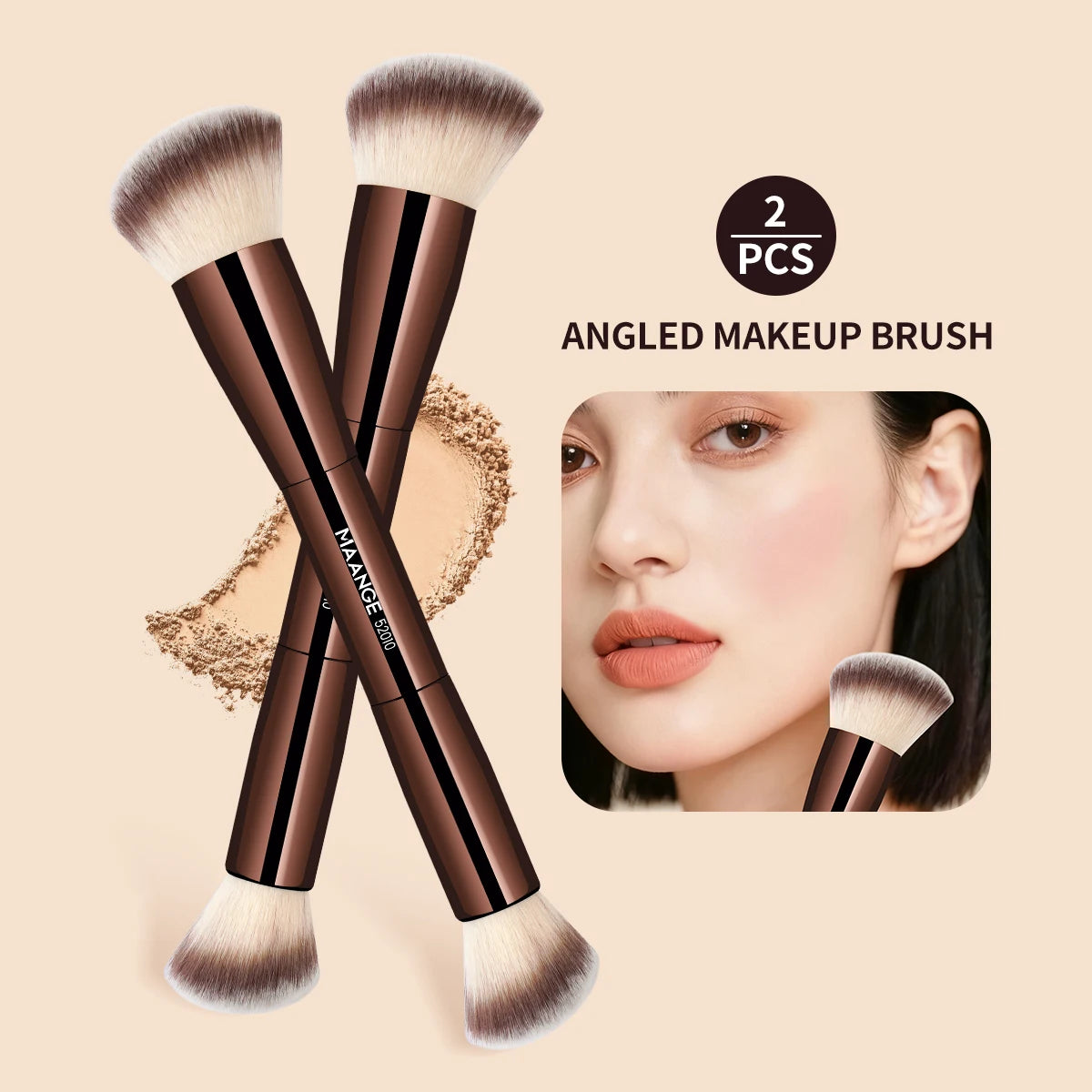 Maange Dubbelkops Make-up Kwast — Foundation, Poeder, Concealer & Blush