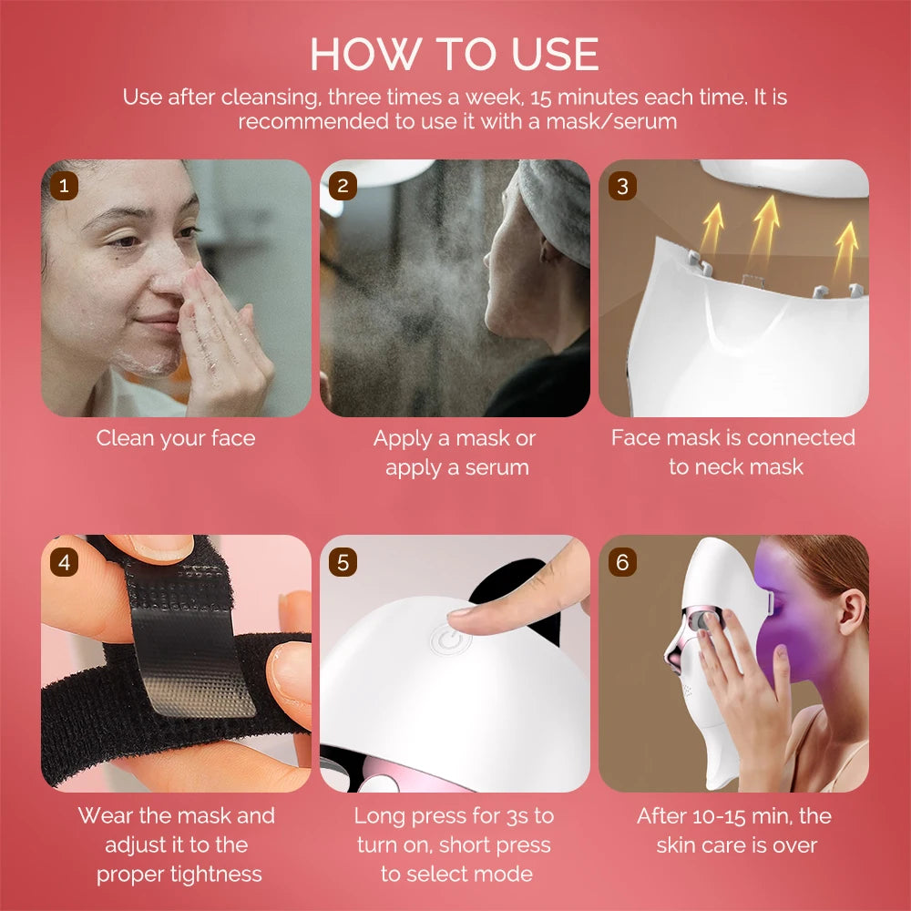 LED Gezichts- en Nekmasker — Photon Lichttherapie, Versteviging & Huidverjonging