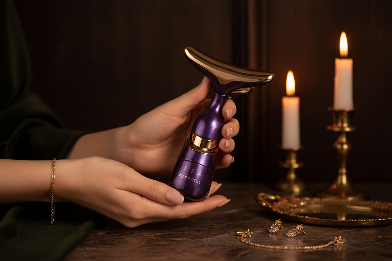 3-in-1 gezichtsmassage en LED beautytool – in gebruik