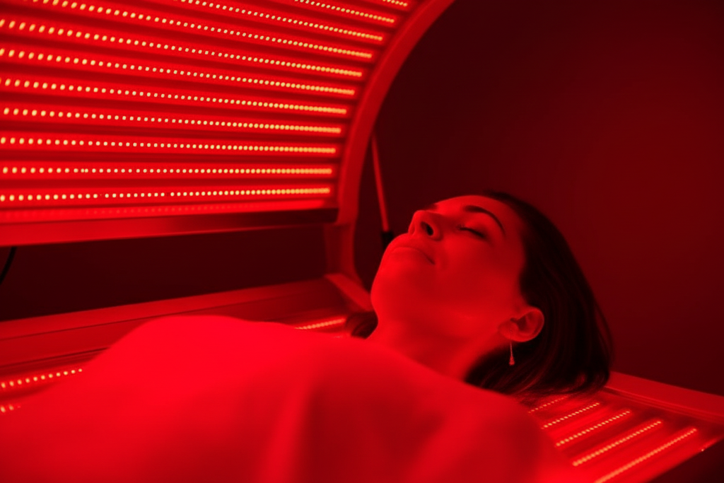 Roodlicht Therapiebed — huid close-up resultaat