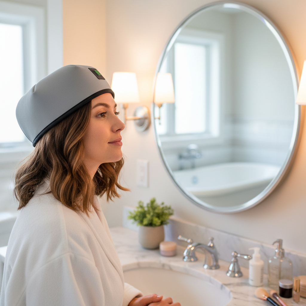 LED Cap - Vrouw in gebruik