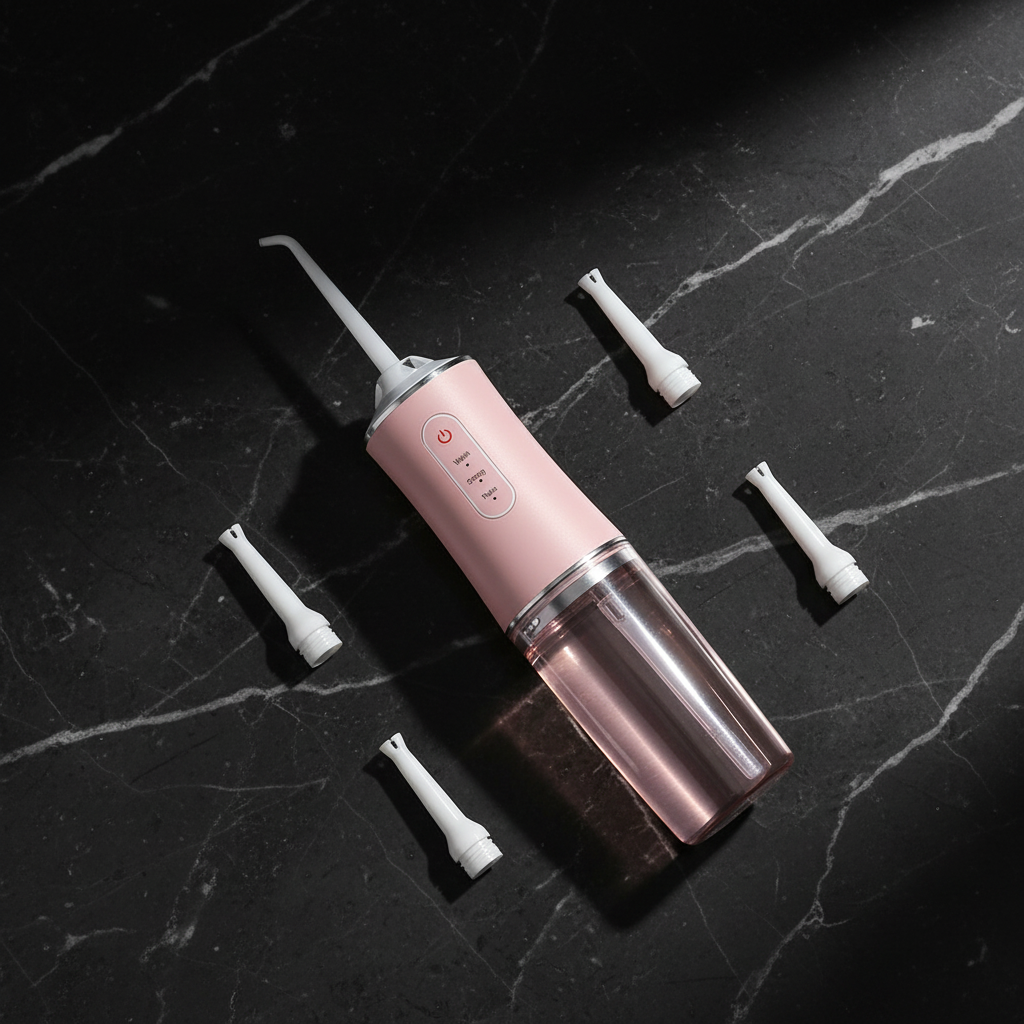 Elektrische Waterflosser — flatlay overzicht