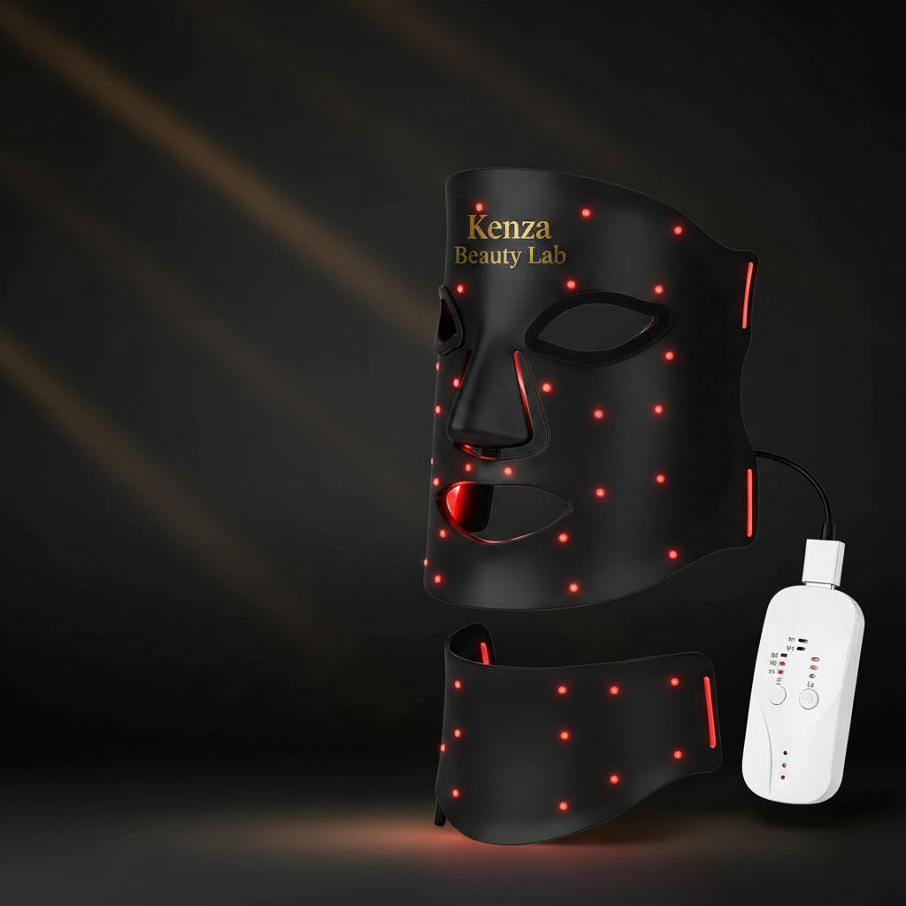 Siliconen LED Hoofd- & Nekmasker — productfoto zwarte uitvoering